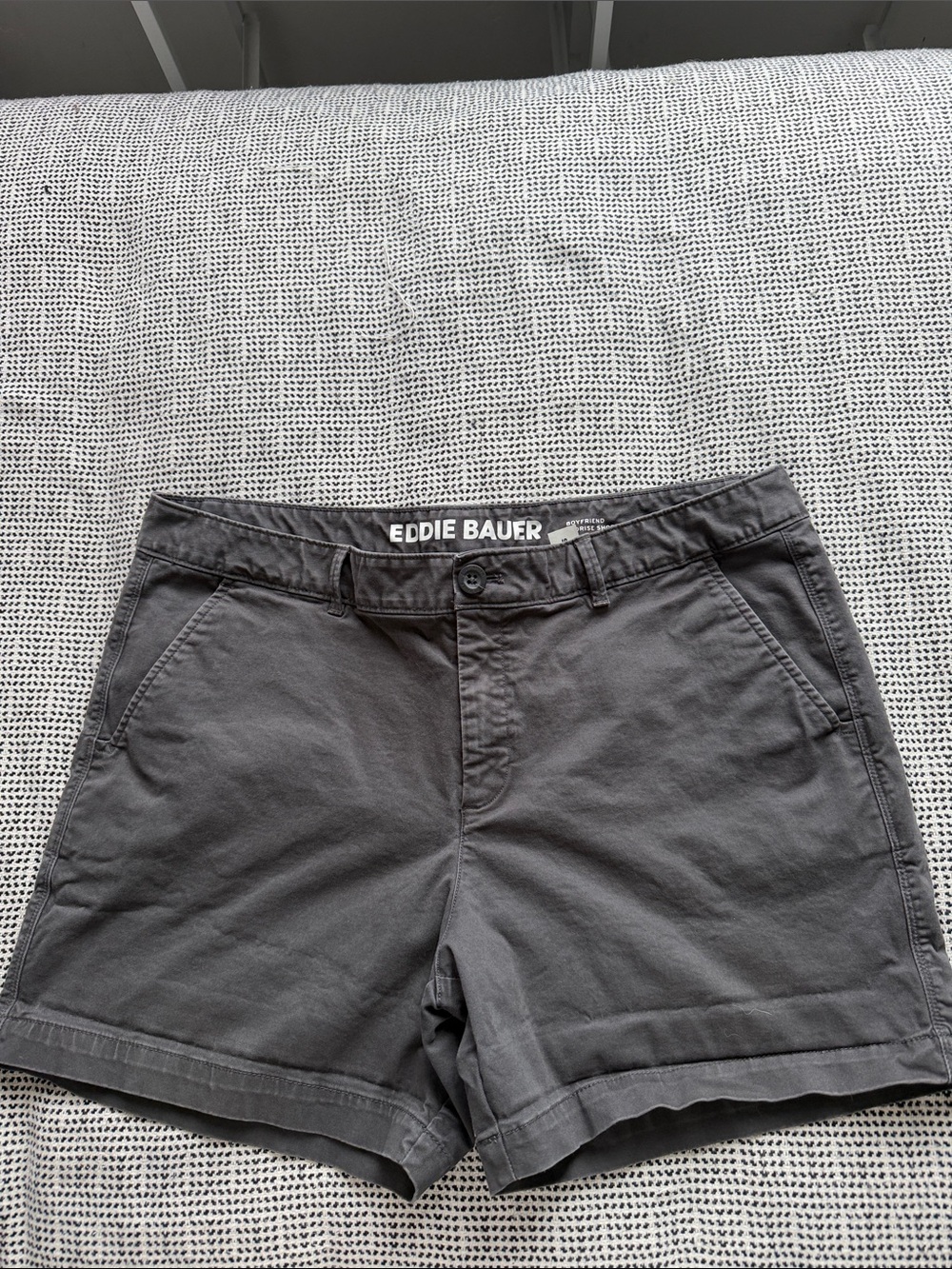 Eddie Bauer Boyfriend Mid-rise Dark Charcoal Gray Women's Shorts - 12